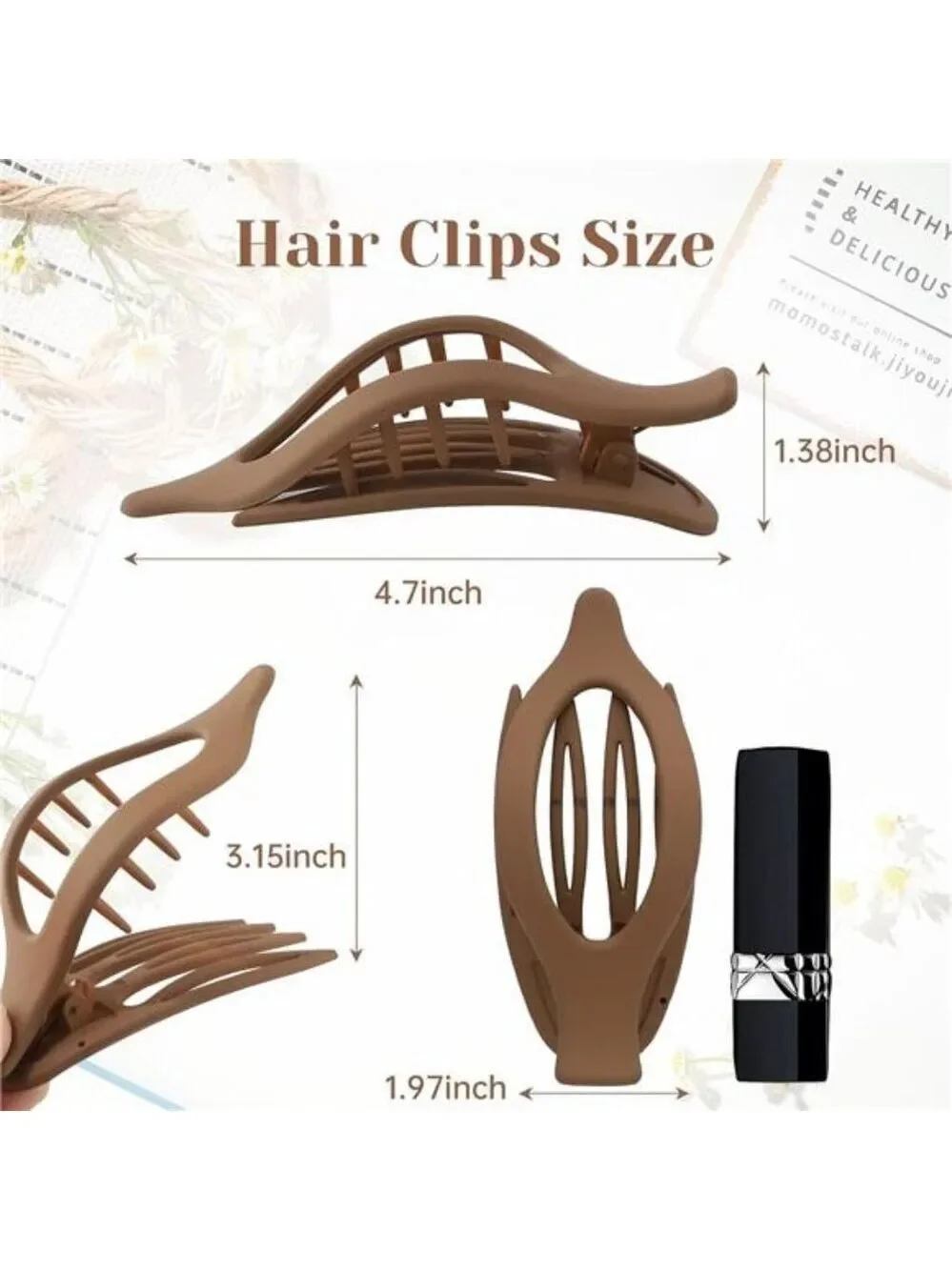 French hair clips set 6pcs side slide volume clips no slip grip for thick thin h